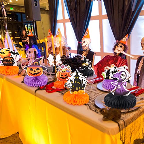 Halloween Honeycomb Centerpieces Set - 9pcs Pumpkin Ghost Cauldron Decorations