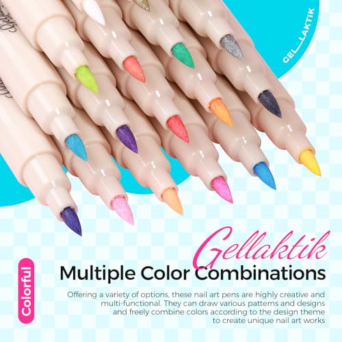 Red 12-Color 3D Nail Art Pen Set - Waterproof, Quick Dry, Fine Tip