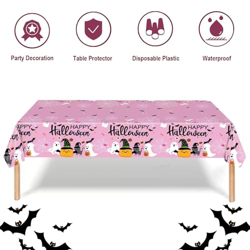 Pink Halloween Tablecloths Pack of 3 108x54 Inch Plastic Party Decor