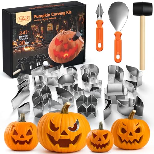 Pumpkin Carving Kit 24-Pieces Halloween Tools for Kids & Adults