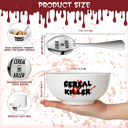 Gerrii 2-Piece Cereal Killer Bowl and Spoon Set - 20 oz Soup Salad Pasta