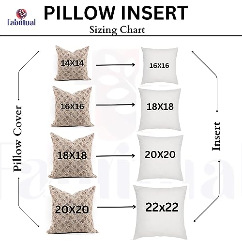 Light Brown 24x24 Linen Block Print Throw Pillow Cover with Zipper - Farmhouse Decor