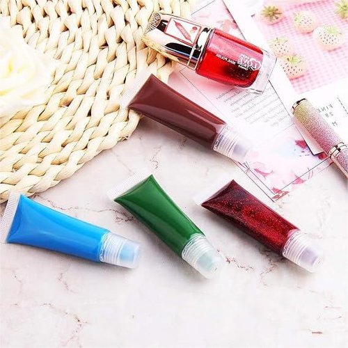 uadbau 20 PCS Empty Lip Gloss Tubes - 10ml Clear Lip Balm Tubes with 5ml Syringes - Refillable Squeeze Lip Balm Containers - Mini Cosmetic Soft for DIY Lip Gloss and Travel Toiletries
