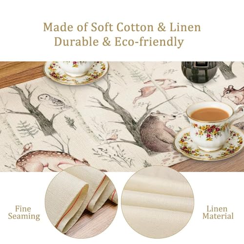 Rustic Forest Table Runner 13x108 Inches Woodland Animals Design - W13xL108 - Forest-6