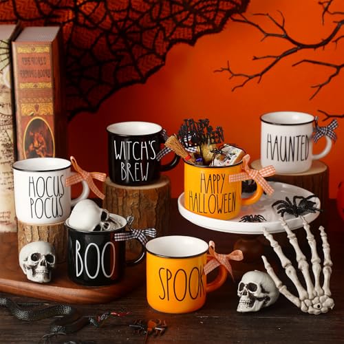 Halloween Mini Coffee Mug Set - 6 Decorated Ceramic Cups for Fall Home & Kitchen