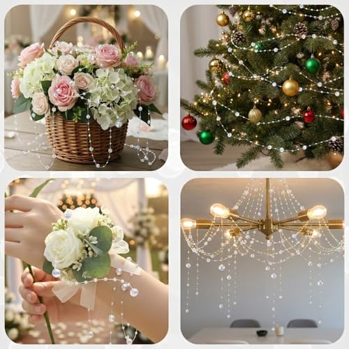 Colorful Artificial Pearl String Beads Chain for Wedding & DIY Crafts - 196 Feet