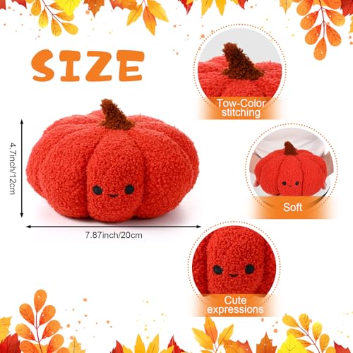 Orange Fall Pumpkin Throw Pillows Set - Plush 3 Pcs Teddy Fleece Decor