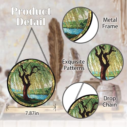 Willow Tree Suncatcher Stained Glass Window Hanging - Weeping Willow, Indoor Wall Art, Color15