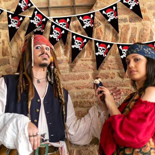 Pirate Party Banner Flags Set - 98ft 90 Pcs Halloween & Themed Decorations