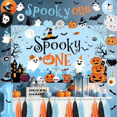 Halloween 1st Birthday Decorations Kit - Blue Spooky One Party Supplies