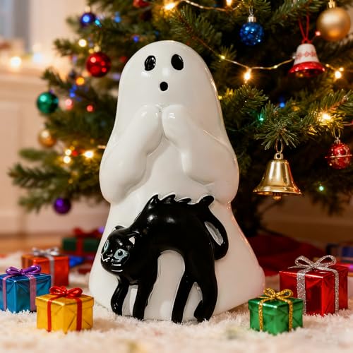 Ghost Cat Halloween Resin Figurine - Cute Spooky Ghost Decoration with Variation