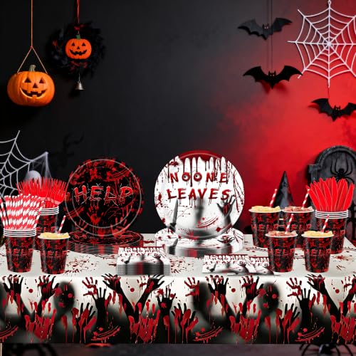 Halloween Bloody Party Supplies Set for 24 Guests - Tableware & Decorations