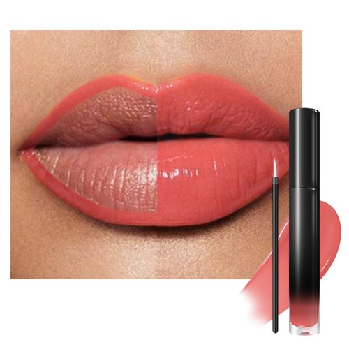 Evpct Coral Nude Pink Liquid Lip Color - Highly Pigmented, Waterproof Longwear Lipstick with Liner Brush, 20#