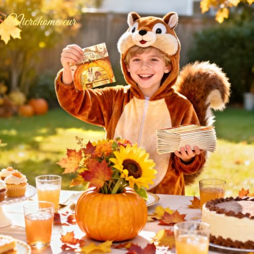 Thanksgiving Paper Napkins - Squirrel Pumpkin Fall Leaves 48 Pack, 6.5" x 6.5"
