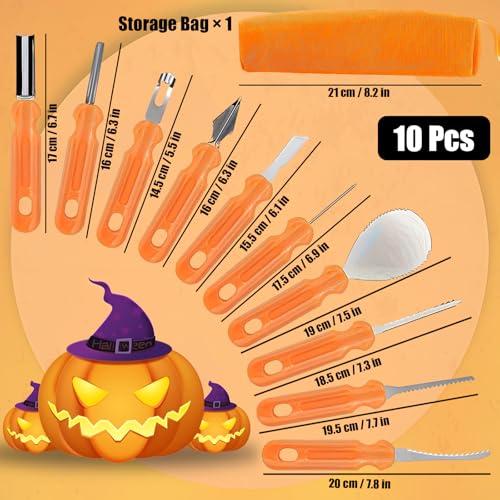 Halloween Pumpkin Carving Kit - Stainless Steel Tools Set for DIY Jack-o'-Lanterns
