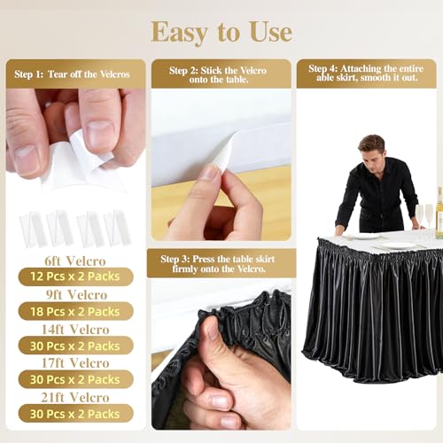 21ft Black Satin Table Skirt for Rectangle & Round Tables - Variation of THIS listing