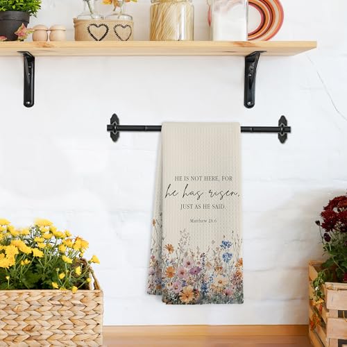 Easter He Is Not Here for He Has Risen Bible Verse Hand Towel - Floral Christian Religious Decor - Risenss Variation