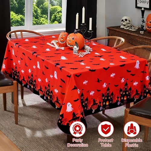 Halloween Decorations - 3 Pack Disposable Plastic Table Covers Pumpkin Color