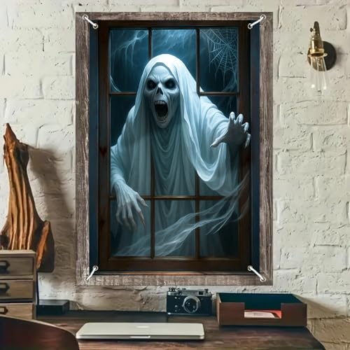 Halloween Ghost Window Cover 31x47 Inch Polyester Outdoor Decor