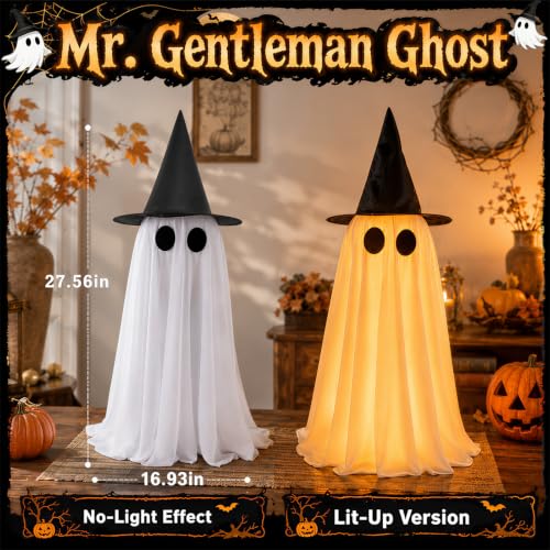 Halloween Ghost Decorations Indoor Set - Glowing Spooky Ghosts for Home & Table Display