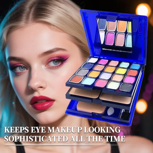 30-in-1 Makeup Set - Full Face Palette with Eyeshadows, Lipsticks, Blush, Mirror & Brushes