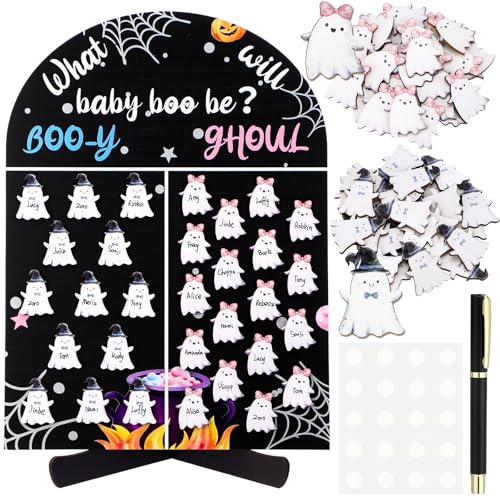 Halloween Ghost Gender Reveal Voting Board Set - AceOrbit 63 Pcs Party Decorations