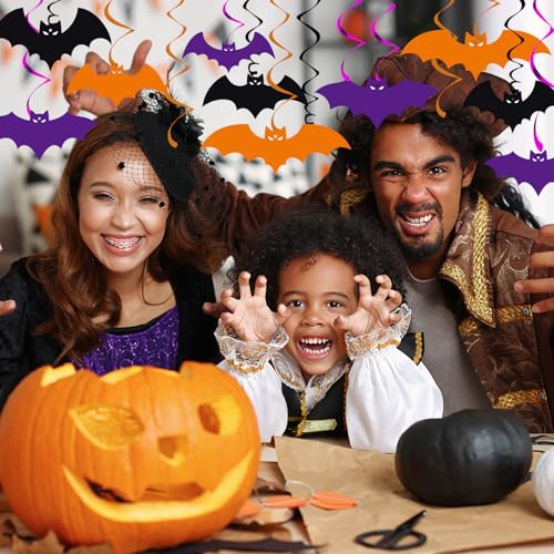 Halloween Bat Hanging Decorations Set - 46 Pc Spooky Party Streamers & Ornaments