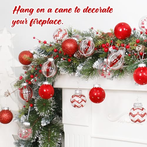 Christmas Ball Ornaments Set - 30PCS Red & Clear 6cm Holiday Decorations Variation of THIS listing