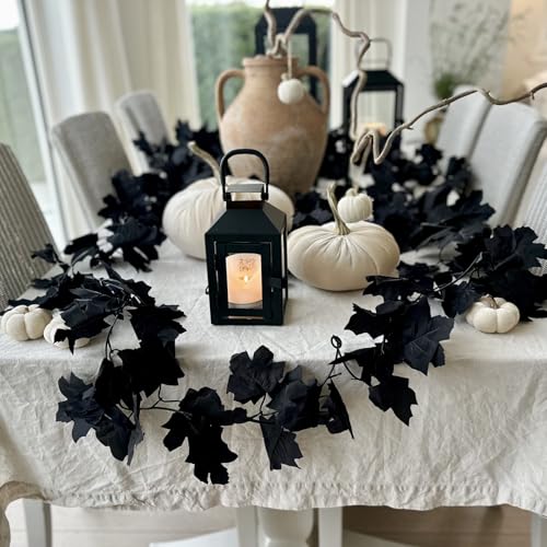 36FT Black Maple Leaf Garland, 6PCS Fall Halloween Thanksgiving Decor