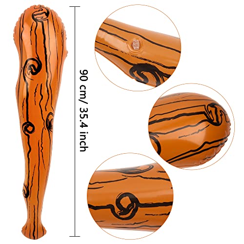 Inflatable Caveman Bat Stick Set - 20 Brown 35-Inch Party Props for Halloween & Cosplay