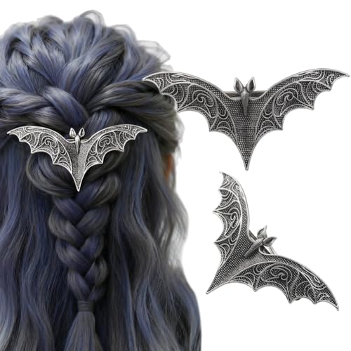 Gothic Bat Hair Clips Set - Carved Wing Halloween Hair Accessories for Women