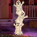 Halloween Lighted Stacked Ghosts Decoration - Pre-Lit with 50 Warm White Lights, Spooky Outdoor Yard & Porch Accent - 42 Inch Tall - Variation: Stacked Ghost