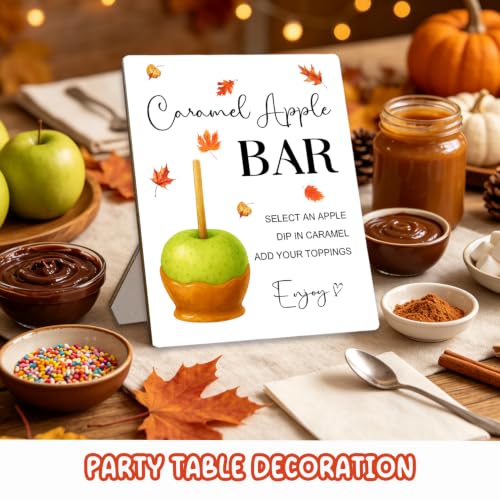 White Caramel Apples Recipe Sign - Rustic Wooden Tabletop Menu Board, 8x10