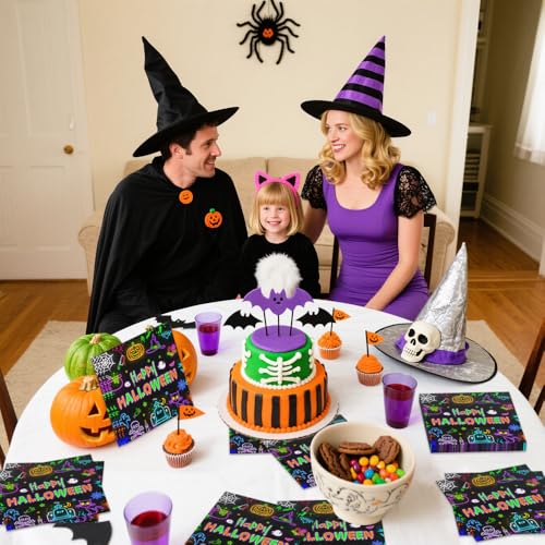 Halloween Paper Napkins 48 Pack - Ghost & Spooky Design for Parties & Events