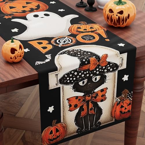 Halloween Pumpkin Ghost Table Runner 13x72 Inches | Spooky Fall Decor - Variation of THIS Listing