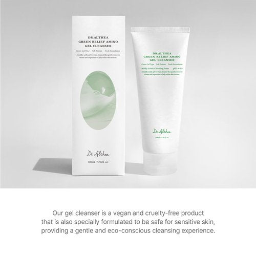 Dr.Althea Green Relief Amino Gel Cleanser | Lightweight & Hydrating Makeup Remover | Daily Face Wash with Hyaluronic Acid | Korean Vegan Skincare for All Skin Types | 3.38 Fl Oz