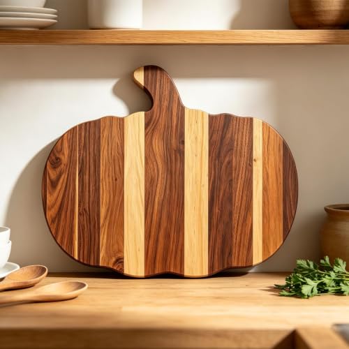 Halloween Pumpkin-Shaped Wooden Cutting Board for Kitchen Decor & Charcuterie
