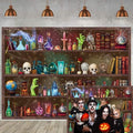 Halloween Magic Potion Shelf Backdrop - Spooky Witch Skulls Background 10x8FT