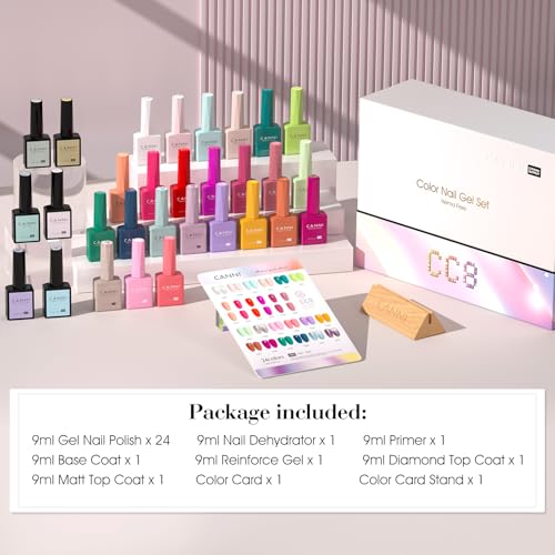 CANNI CC8 30-Piece Hema-Free Spring & Summer Gel Nail Polish Set - Pastel & Bright Variation