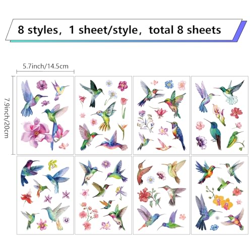 Hummingbird Wall Decals Set Waterproof Self-Adhesive Home Decor