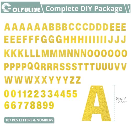 DIY Glitter Letter Banner Kit - Customizable Gold Sign for Parties & Events