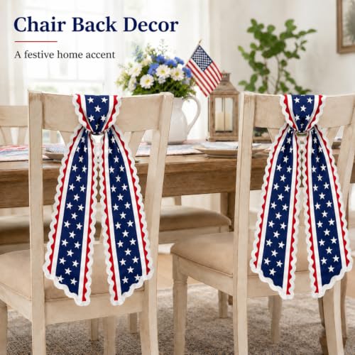 Patriotic Wreath Sash Set - Red White Blue Decor for Front Doors & Entryways, 2 Pack