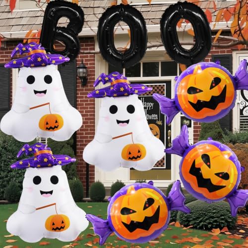 Halloween Balloons Set with Ghost Pumpkin Boo Decorations – 9 Pieces