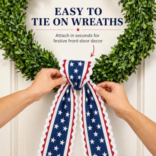 Patriotic Wreath Sash Set - Red White Blue Decor for Front Doors & Entryways, 2 Pack
