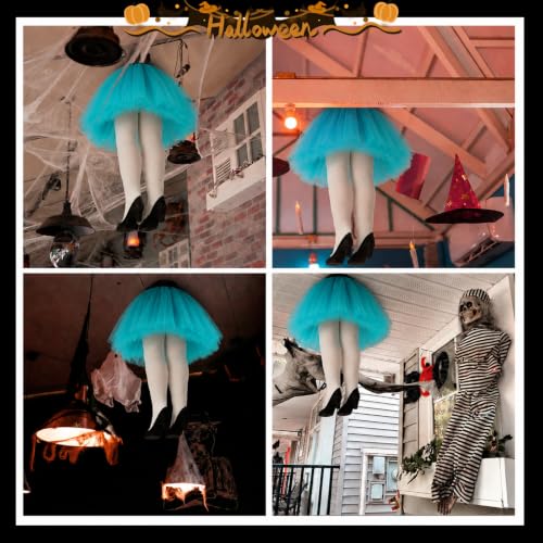 Halloween Hanging Legs Prop - Blue & Black Ceiling Decoration - Falling Girl - Variation of THIS listing