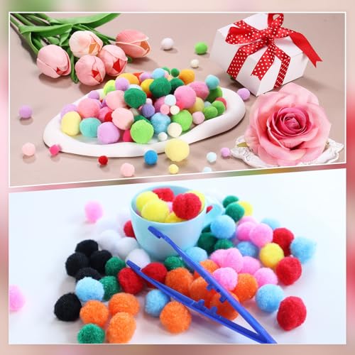 Mini Fuzzy Pom Poms 1 Inch 25mm - Yellow Series, 108 Pcs for Crafts & Decorations