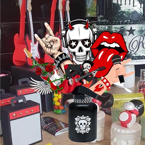 28pcs Rock and Roll Party Centerpieces Set - Music, Skull, Guitars, Halloween Decor