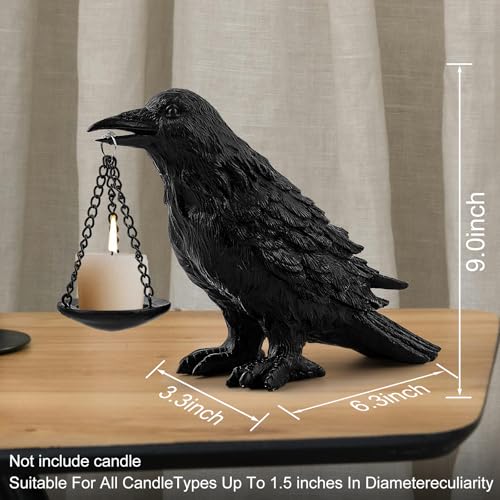 Black Raven Candle Holder Set - Gothic Halloween Decor Tealight Stand - 4PCS