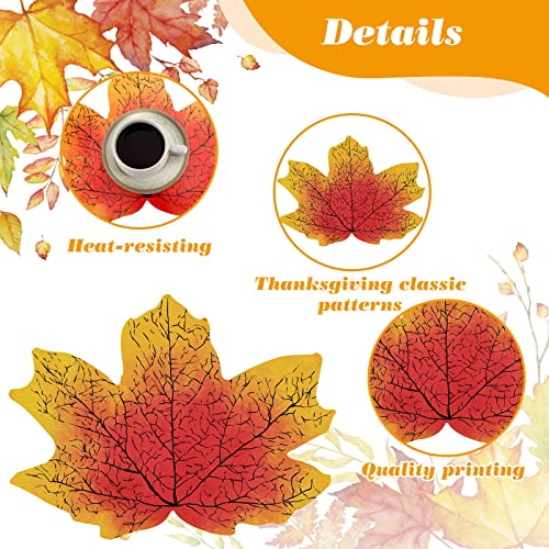 Fall Maple Leaf Paper Placemats - Thanksgiving & Autumn Table Decor, 60 Pack