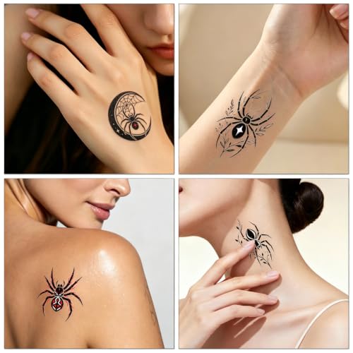 Glitter Halloween Spider Temporary Tattoos for Kids & Teens, 108 Pieces